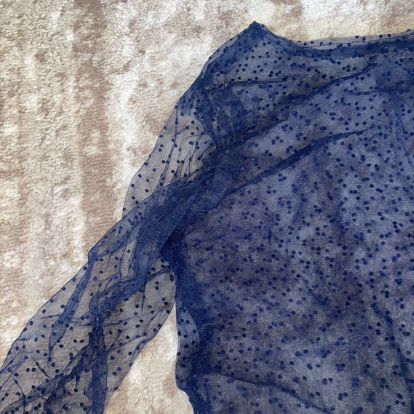 Blue polka dot mesh top - Picture 3 of 3